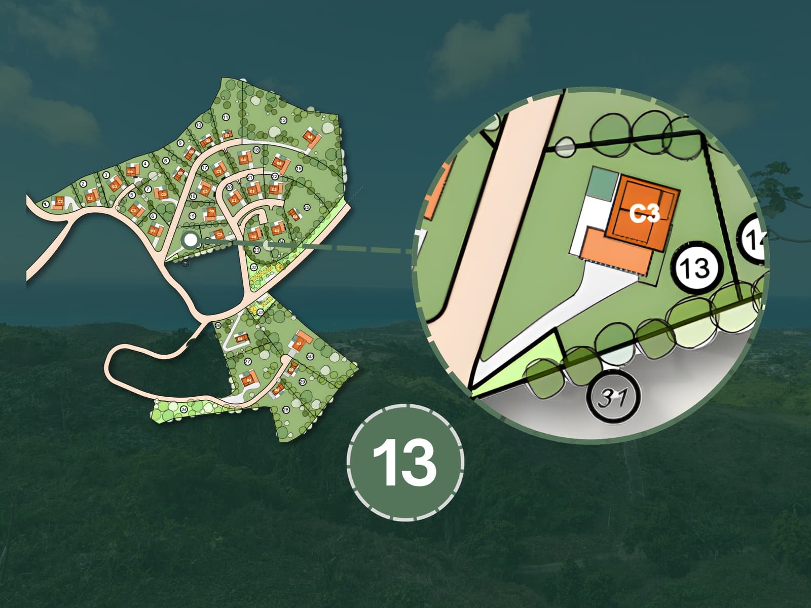 Sienna Terrenas Lot 13 - 3 bedroom villa option with Ocean Standard view, 1,219 sqm