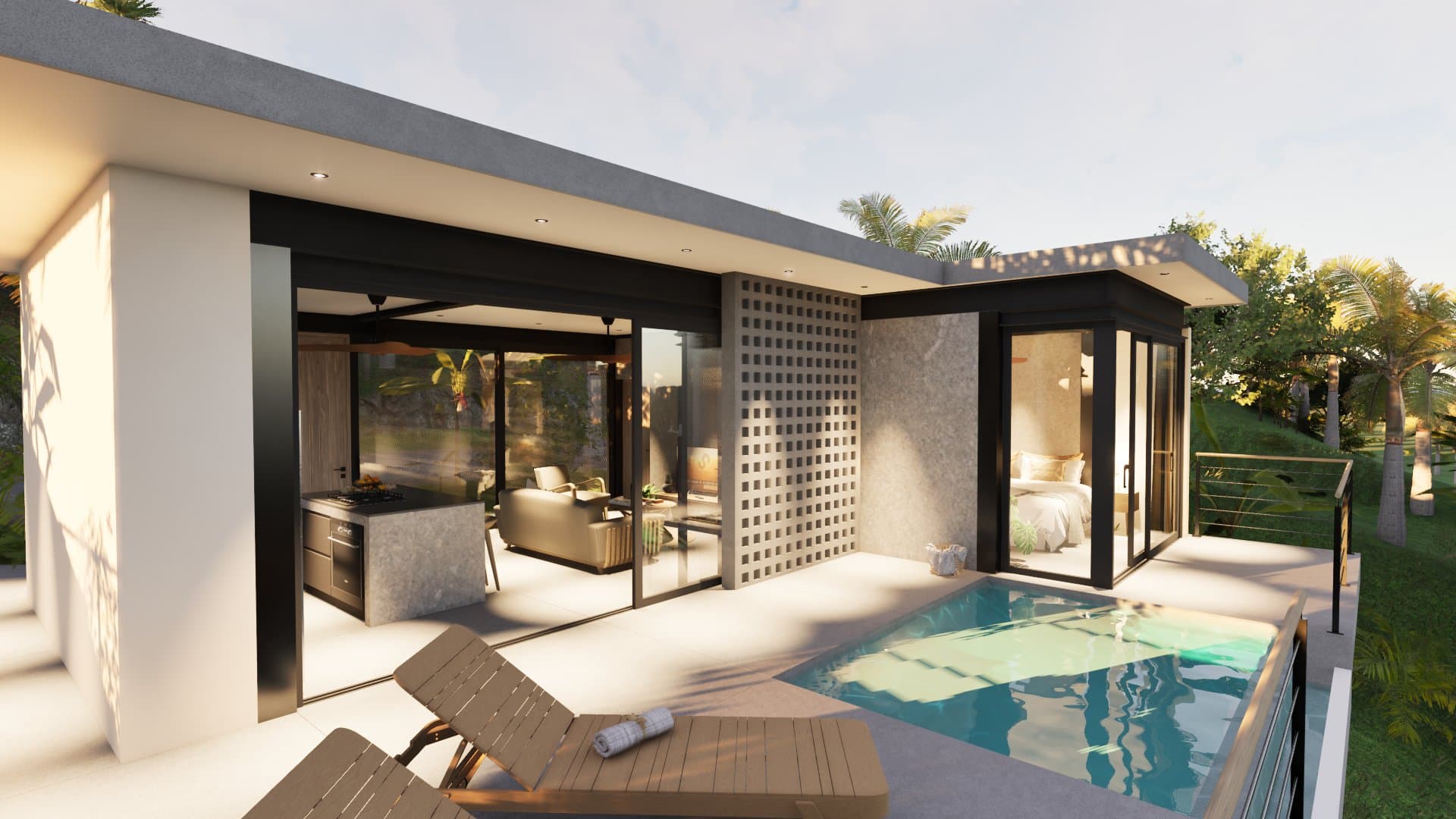 A 10 m² plunge pool, a covered terrace, an open solarium. - Villa Guayacán