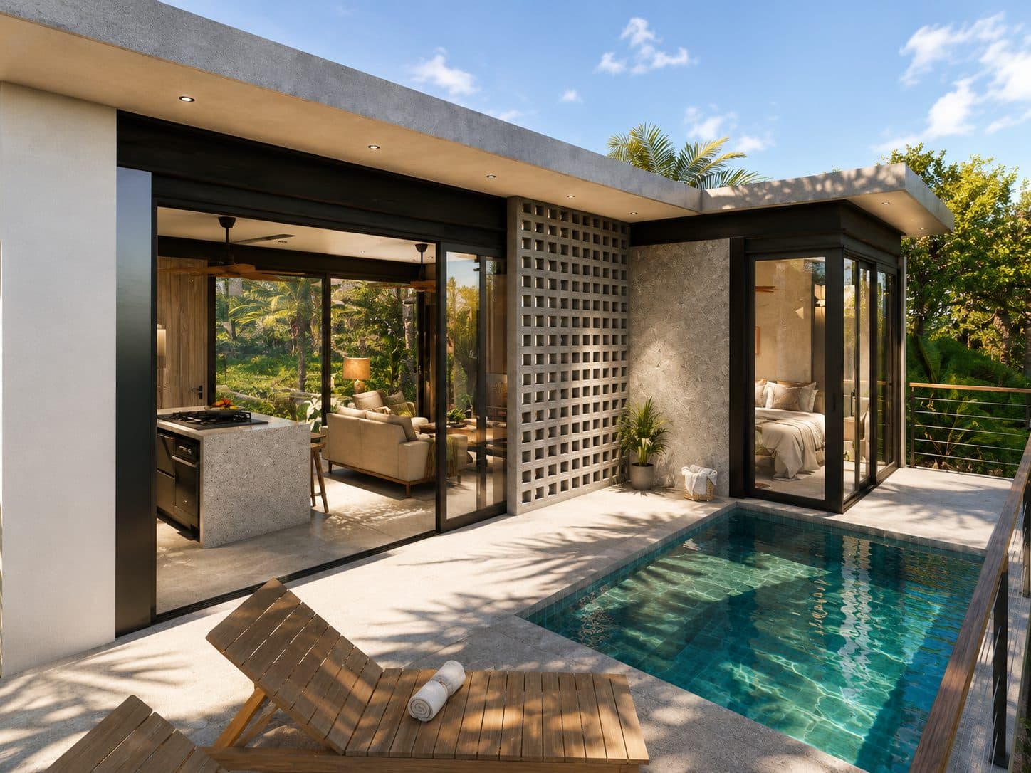 A 10 m² plunge pool, a covered terrace, an open solarium. - Villa Guayacán